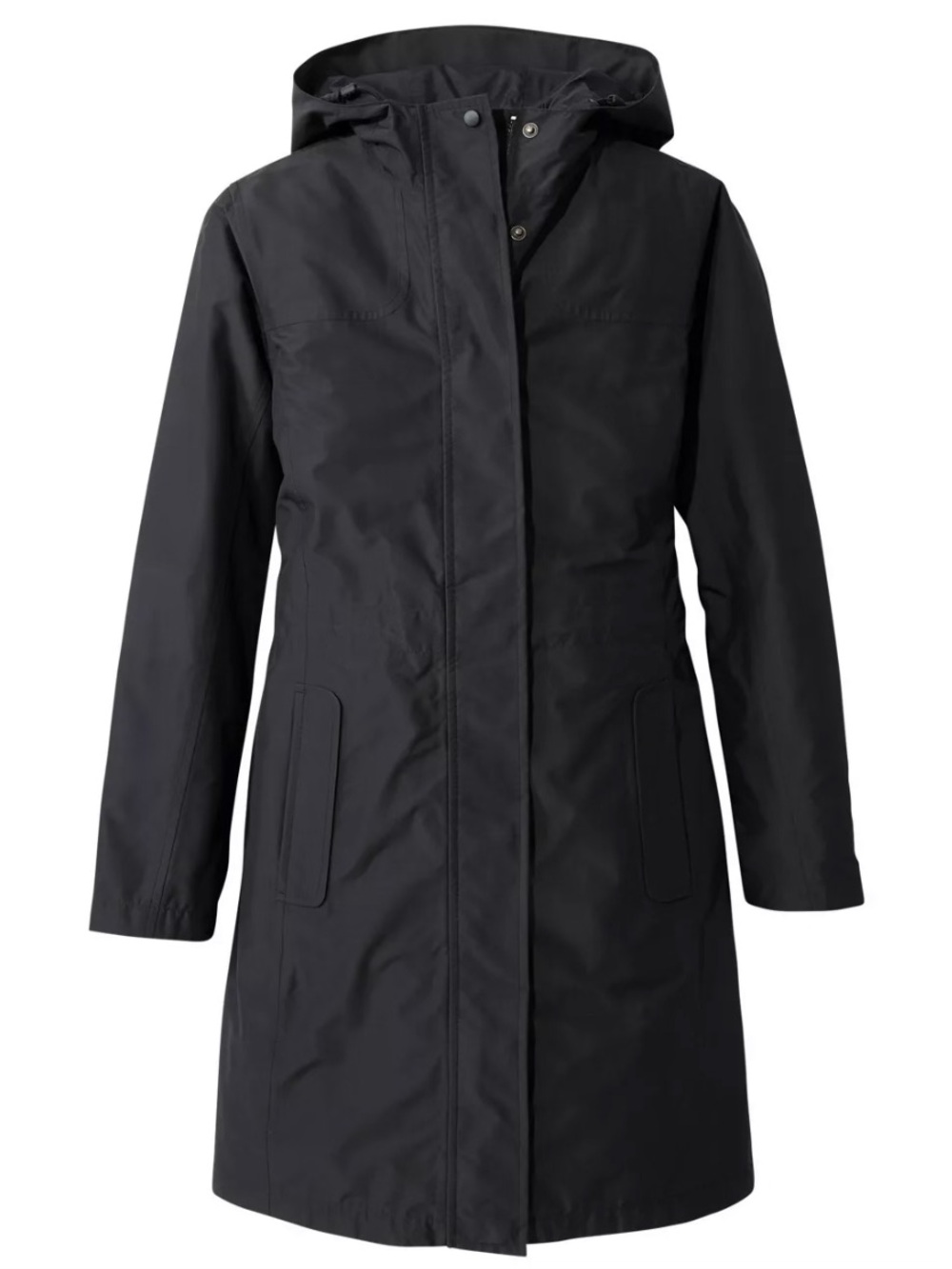 L.L. Bean Black H2OFF PrimaLoft-Lined Hooded Raincoat Size Large Petite